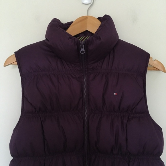 Tommy Hilfiger Womens Sz L Purple Down Quilted Puffer Vest Jacket Logo Flag - Picture 2 of 12